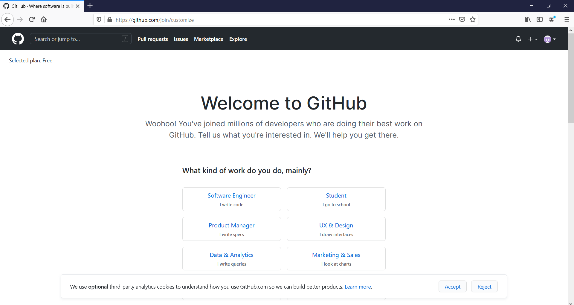 GitHub-etusivu